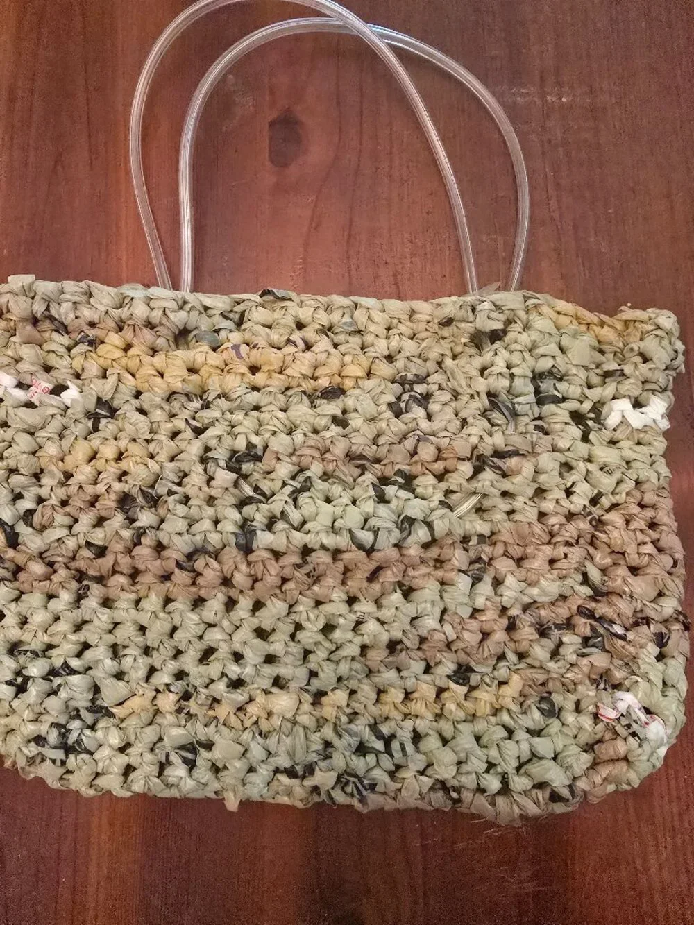 Purse Handmade Recycled Plastic Bags Boho Hippie Plastic Tubing Handles 8.5